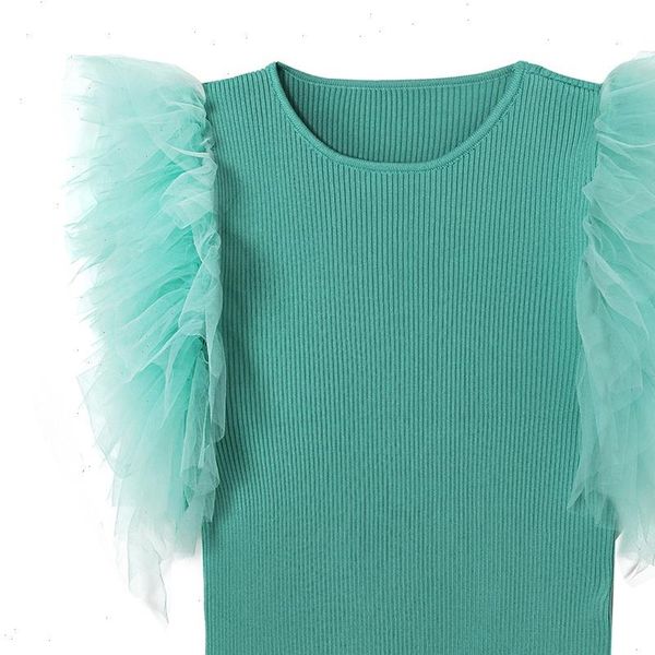 womens t shirts autumn european and american women style ruffled layered decorative solid color stitching knitted top, White
womens t shirts autumn european and american women style ruffled layered decorative solid color stitching knitted top, White