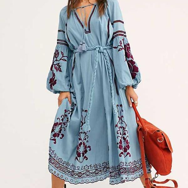 casual dresses 2021 bohemian women's lantern long sleeve holiday beach dress embroidery chic midi cotton gypsy mujer vestidos, Black;gray
casual dresses 2021 bohemian women's lantern long sleeve holiday beach dress embroidery chic midi cotton gypsy mujer vestidos, Black;gray