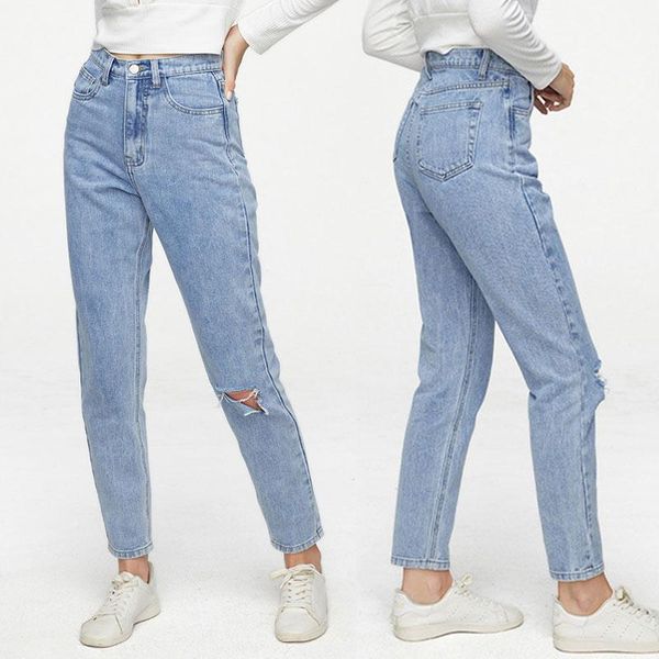 women's jeans high waist basic soft pants casual trousers loose boyfriend ripped for women female straight long, Blue
women's jeans high waist basic soft pants casual trousers loose boyfriend ripped for women female straight long, Blue