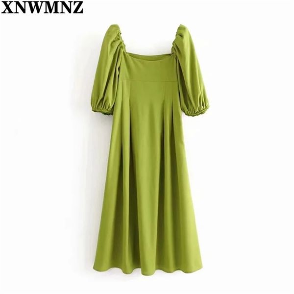 women green fashion pleated dress puff short sleeve ladies es square collar midi summer sundress robe mujer 210520, Black;gray
women green fashion pleated dress puff short sleeve ladies es square collar midi summer sundress robe mujer 210520, Black;gray