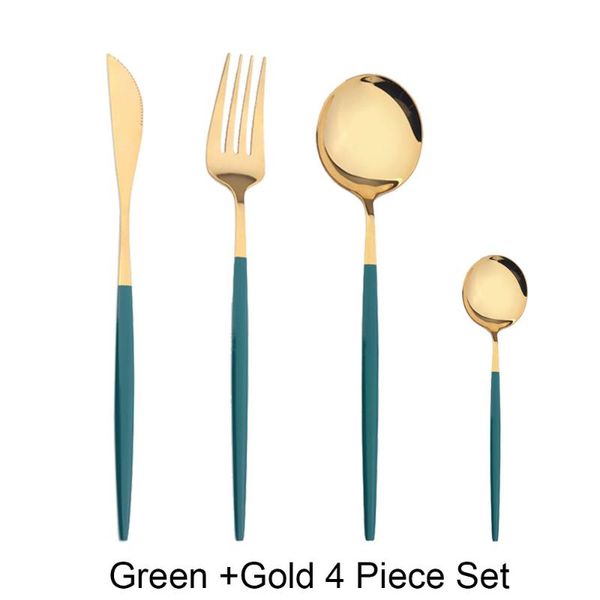 green gold cutlery set 18/10 stainless steel dinnerware silverware flatware dinner knife fork spoon drop 4pcs/set forks
green gold cutlery set 18/10 stainless steel dinnerware silverware flatware dinner knife fork spoon drop 4pcs/set forks