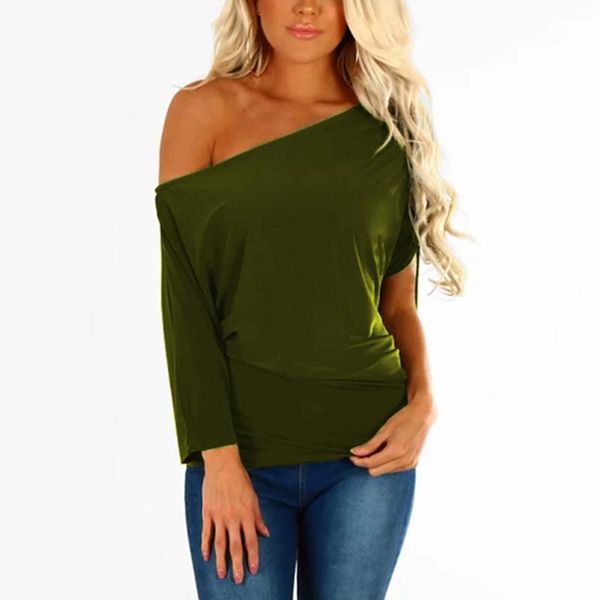 women's t-shirt single off shoulder summer fashion long sleeve backless tshirt casual solid tee wdc2793, White
women's t-shirt single off shoulder summer fashion long sleeve backless tshirt casual solid tee wdc2793, White