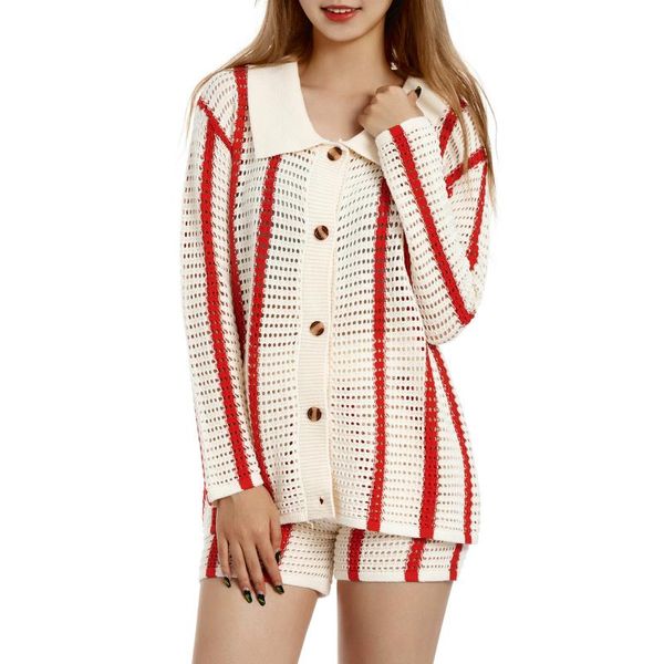 women's tracksuits hirigin 2021 women knitted cardigan with striped pattern button decoration loose version street style spring clothin, Gray
women's tracksuits hirigin 2021 women knitted cardigan with striped pattern button decoration loose version street style spring clothin, Gray