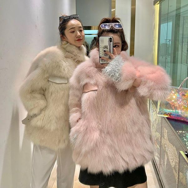 women's fur & faux genuine coat winter women koreay style stand collar warm outerwear soft sheep leather patckwork jacket, Black
women's fur & faux genuine coat winter women koreay style stand collar warm outerwear soft sheep leather patckwork jacket, Black