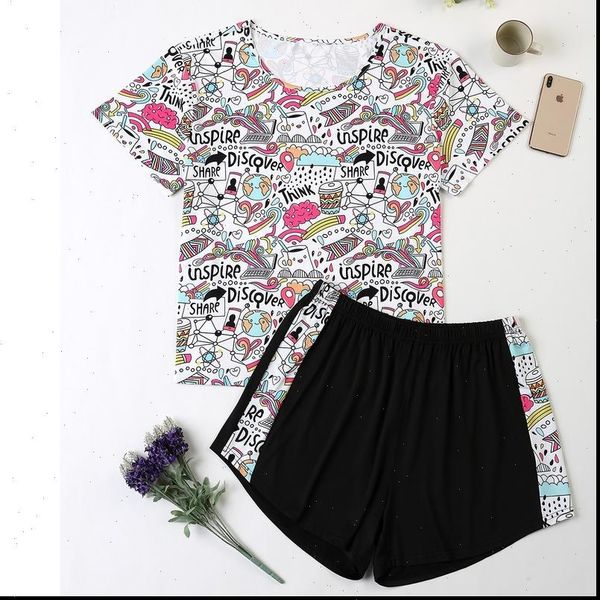plus size 4xl summer women sleepwear nice pajama sets cartoon printing short sleeve pajamas faux silk shorts pyjamas loungewear autumn, Black;red
plus size 4xl summer women sleepwear nice pajama sets cartoon printing short sleeve pajamas faux silk shorts pyjamas loungewear autumn, Black;red