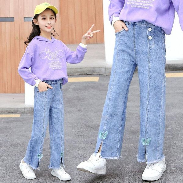 spring baby girls denim straight pants solid butterfly toddlers kids elastic jeans korean style teenagers children trousers, Blue
spring baby girls denim straight pants solid butterfly toddlers kids elastic jeans korean style teenagers children trousers, Blue