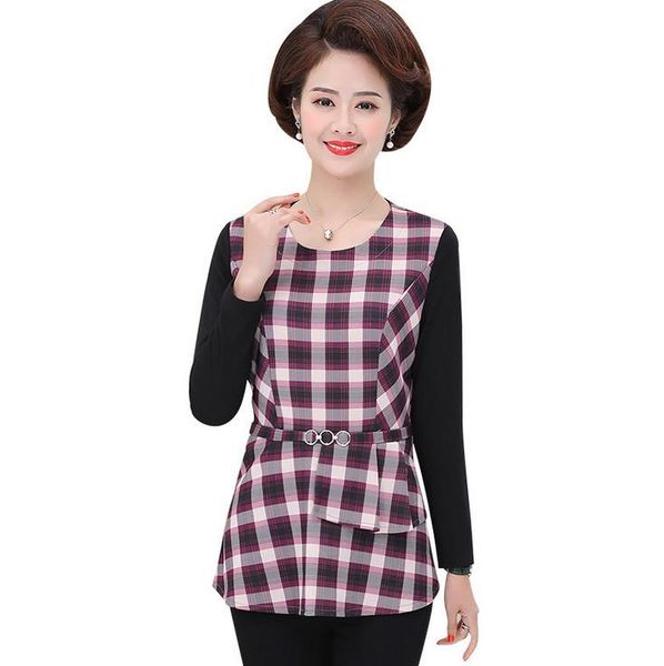 pullover t-shirt women's spring autumn long sleeve bottom shirt ruffled plaid stitching plus size for 5xl middle age mother, White
pullover t-shirt women's spring autumn long sleeve bottom shirt ruffled plaid stitching plus size for 5xl middle age mother, White
