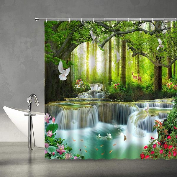 forest waterfall shower curtain nature rainforest tree wild animals deer birds flower butterfly sunrise summer scenery bathroom
forest waterfall shower curtain nature rainforest tree wild animals deer birds flower butterfly sunrise summer scenery bathroom