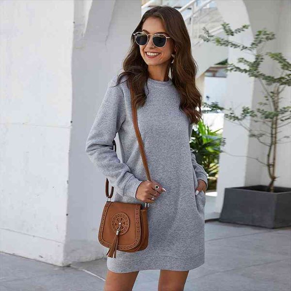 fall winter casual solid womens dress color over the knee round neck long sleeve pocket mini loose, Black;gray
fall winter casual solid womens dress color over the knee round neck long sleeve pocket mini loose, Black;gray