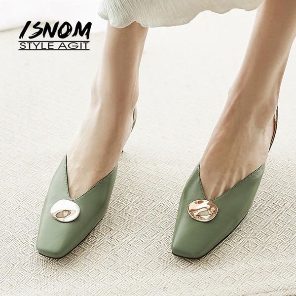 dress shoes isnom genuine leather sandals women slingback low heels woman square toe ladies metal fashion, Black
dress shoes isnom genuine leather sandals women slingback low heels woman square toe ladies metal fashion, Black
