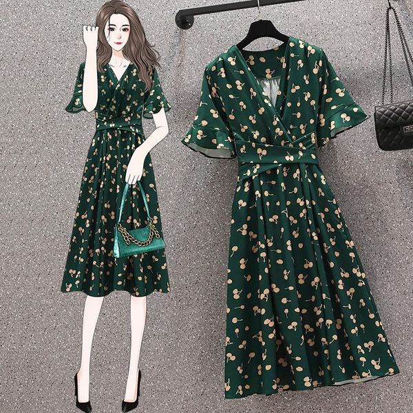 plus size dresses summer fashion floral chiffon dress loose flare sleeve long skirt mori fairy bowknot lace ladies v-neck, Black
plus size dresses summer fashion floral chiffon dress loose flare sleeve long skirt mori fairy bowknot lace ladies v-neck, Black
