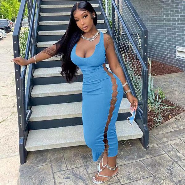casual dresses women side cut out ankle length dress elegant u neck sleeveless skinny summer femal body-shaping party vestidos, Black;gray
casual dresses women side cut out ankle length dress elegant u neck sleeveless skinny summer femal body-shaping party vestidos, Black;gray