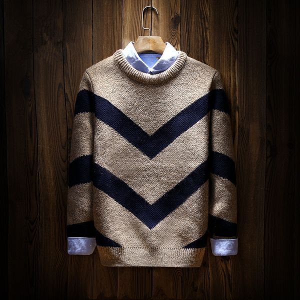 tee 2021 new spring and autumn japanese retro men's korean slim round neck pullover sweater youth trend, White;black