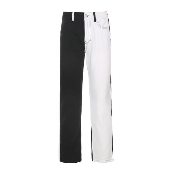 2011nclagen black and white contrast color patchwork jeans women fitness high waist denim trousers fashion streetwear casual pants, Blue
2011nclagen black and white contrast color patchwork jeans women fitness high waist denim trousers fashion streetwear casual pants, Blue