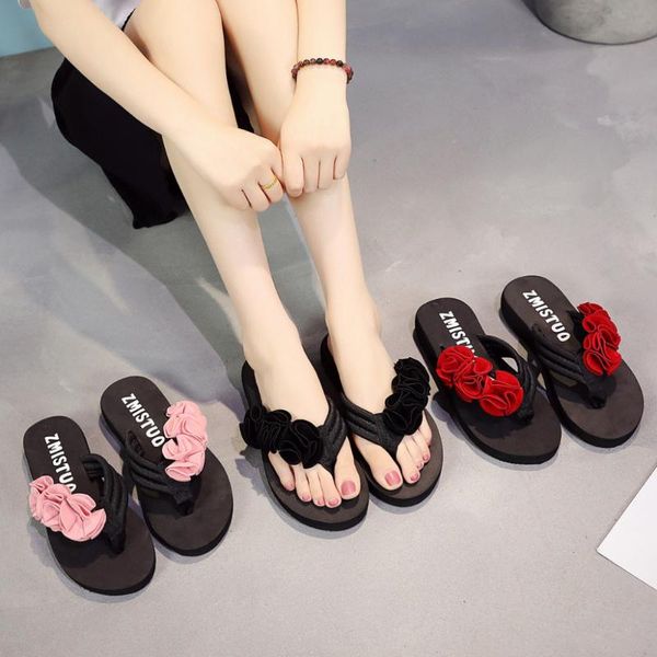 slippers 2021 ladies summer fashion women's flower clip toe flip flops non-slip wedges beach z0108, Black
slippers 2021 ladies summer fashion women's flower clip toe flip flops non-slip wedges beach z0108, Black