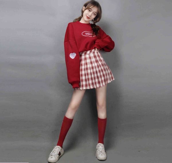 skirts winter sets korean all-female loose hood hoodies + skirt plaid style preppy velvet nsemble femme 2-peaks, Black
skirts winter sets korean all-female loose hood hoodies + skirt plaid style preppy velvet nsemble femme 2-peaks, Black