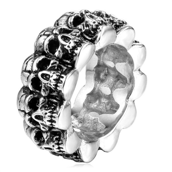 skeleton ring men's personality punk jewelry, Golden;silver