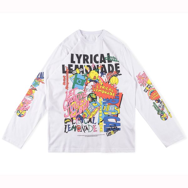 long sleeve t shirt white men's printting t-shirts hip hop oversize tee, White;black
long sleeve t shirt white men's printting t-shirts hip hop oversize tee, White;black