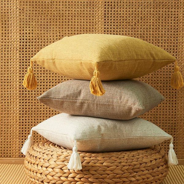 pillow case home cushion cover cotton linen with tassel decoration pillows for sofa living room removable washable
pillow case home cushion cover cotton linen with tassel decoration pillows for sofa living room removable washable