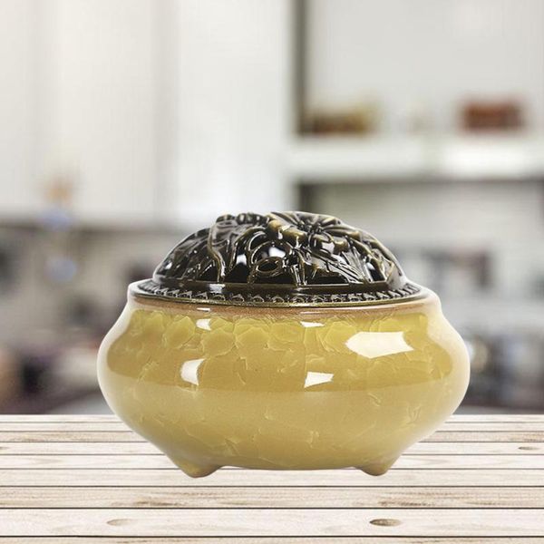 fragrance lamps cone incense burner with alloy calabash stick holder ceramic ash catcher tray bowl (yellow)
fragrance lamps cone incense burner with alloy calabash stick holder ceramic ash catcher tray bowl (yellow)