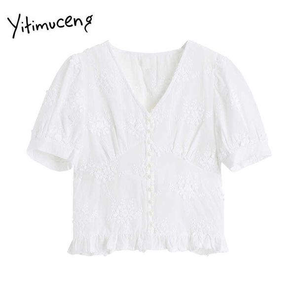 yitimuceng white floral blouse women ruffles short shirts puff sleeve v-neck solid clothes summer korean fashion 210601
yitimuceng white floral blouse women ruffles short shirts puff sleeve v-neck solid clothes summer korean fashion 210601