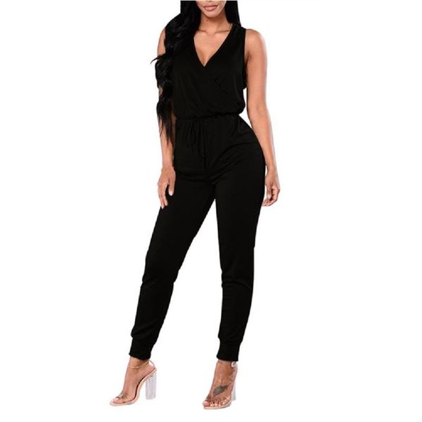 women's jumpsuits & rompers 2021 fashion sleeveless deep v neck casual jumpsuit women, Black;white
women's jumpsuits & rompers 2021 fashion sleeveless deep v neck casual jumpsuit women, Black;white