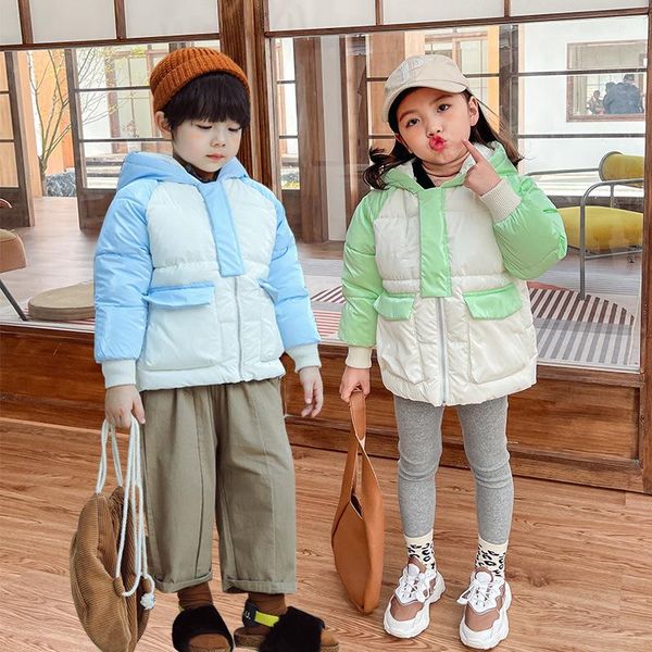 down coat children's cotton jacket wash-patchwork thicken girls and boys winter clothes, Blue;gray
down coat children's cotton jacket wash-patchwork thicken girls and boys winter clothes, Blue;gray