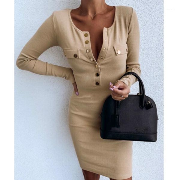 women autumn bodycon long sleeve buttoned dress round neck streetwear casual club females fashion 2021 dresses, Black;gray
women autumn bodycon long sleeve buttoned dress round neck streetwear casual club females fashion 2021 dresses, Black;gray