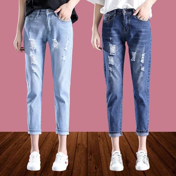 ripped jeans women korean style cropped pants streetwear bf all match high waist loose cowbye female indie aesthetic women's, Blue
ripped jeans women korean style cropped pants streetwear bf all match high waist loose cowbye female indie aesthetic women's, Blue