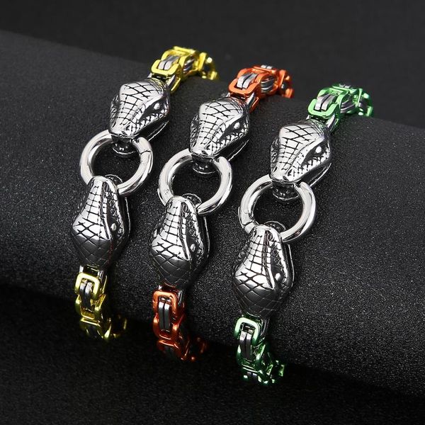 charm bracelets petspeak double snake head box chain male high polished stainless steel multi-color punk animal for women, Golden;silver
charm bracelets petspeak double snake head box chain male high polished stainless steel multi-color punk animal for women, Golden;silver