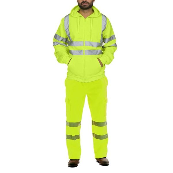 men's tracksuits autumn sanitation workers reflective stripes work clothes two-piece suit long sleeve pockets male hooded sweatshirt se, Gray
men's tracksuits autumn sanitation workers reflective stripes work clothes two-piece suit long sleeve pockets male hooded sweatshirt se, Gray