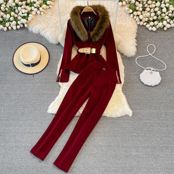 women's two piece pants fashion suit big fur collar pleuche coat casual waist tight short v-neck two-piece high skinny, White
women's two piece pants fashion suit big fur collar pleuche coat casual waist tight short v-neck two-piece high skinny, White