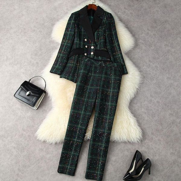 women's two piece pants 2021 winter suit collar sequined tweed jacket + high waist plaid cropped office lady elegant set female, White
women's two piece pants 2021 winter suit collar sequined tweed jacket + high waist plaid cropped office lady elegant set female, White