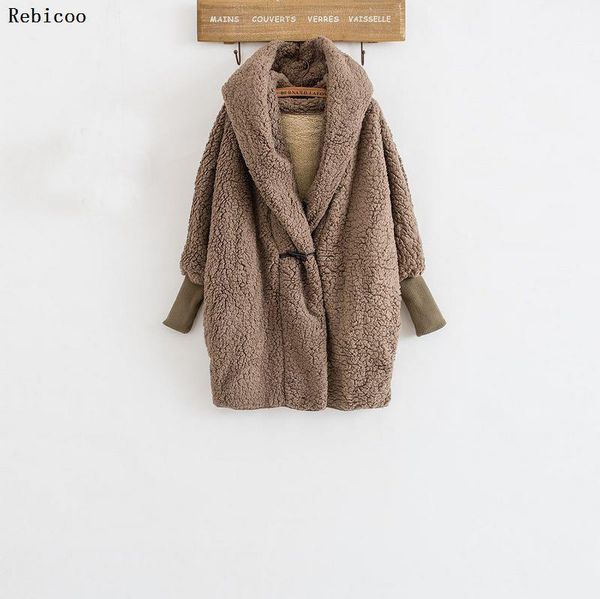 women's wool & blends women casual autumn overcoat faux lambswool oversized jacket coat winter warm hairly outerwear female, Black
women's wool & blends women casual autumn overcoat faux lambswool oversized jacket coat winter warm hairly outerwear female, Black