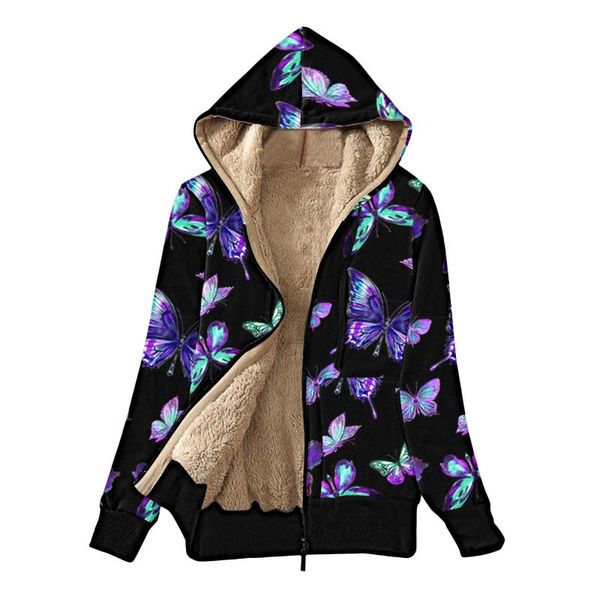 women's jackets autumn winter butterfly print hooded jacket women casual long sleeve printed plus fleece composite sweatshirt coat, Black;brown
women's jackets autumn winter butterfly print hooded jacket women casual long sleeve printed plus fleece composite sweatshirt coat, Black;brown