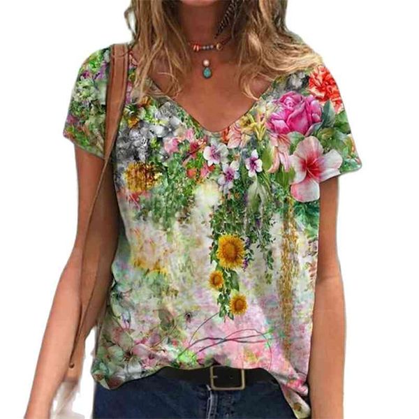 flower pattern t-shirts plus size women short sleeve printed v-neck blusas mujer manga corta young beauty tshirts 210708, White
flower pattern t-shirts plus size women short sleeve printed v-neck blusas mujer manga corta young beauty tshirts 210708, White