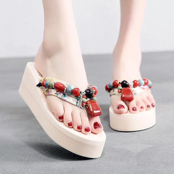 5cm high heel women's flip-flops summer non-slip outer wear high-heeled beach shoes clip feet casual sandals, Black
5cm high heel women's flip-flops summer non-slip outer wear high-heeled beach shoes clip feet casual sandals, Black