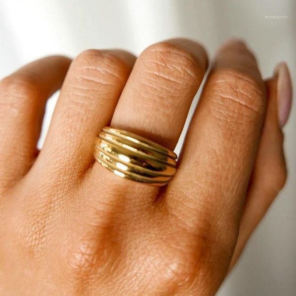 wedding rings chic thick wide face chunky ring waterpoof jewelry 18k gold plated stainless steel thread texture finger1, Slivery;golden
wedding rings chic thick wide face chunky ring waterpoof jewelry 18k gold plated stainless steel thread texture finger1, Slivery;golden