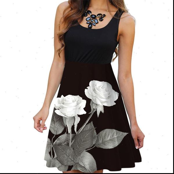 women dresses summer print beach dress casual sleeveless o neck patchwork a line boho tank vestidos, Black;gray
women dresses summer print beach dress casual sleeveless o neck patchwork a line boho tank vestidos, Black;gray