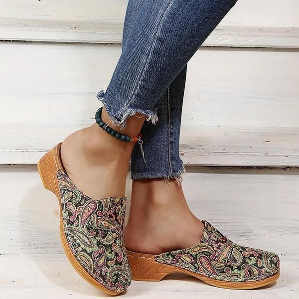 slippers retro embroidered women's mules casual round toe low heel for women ethnic trend outside summer, Black
slippers retro embroidered women's mules casual round toe low heel for women ethnic trend outside summer, Black