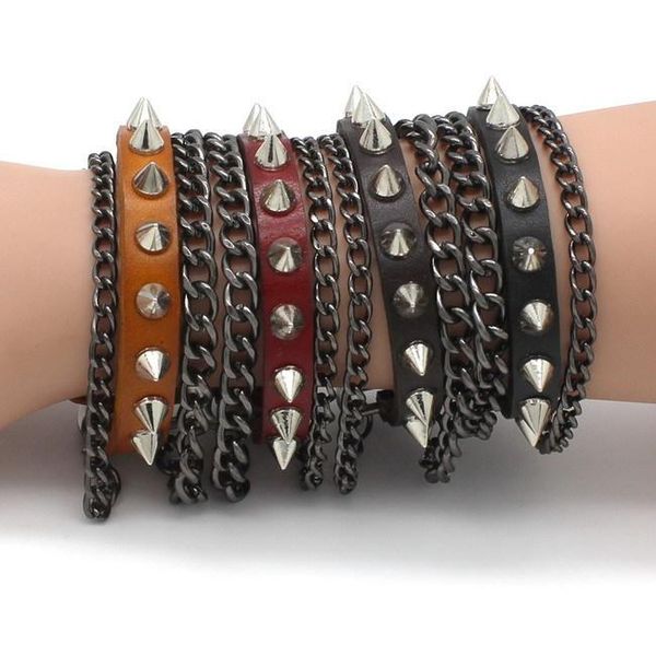 charm bracelets 2021 fashion punk rivet metal chain multilayer leather bracelet & bangles for women vintage jewelry, Golden;silver
charm bracelets 2021 fashion punk rivet metal chain multilayer leather bracelet & bangles for women vintage jewelry, Golden;silver