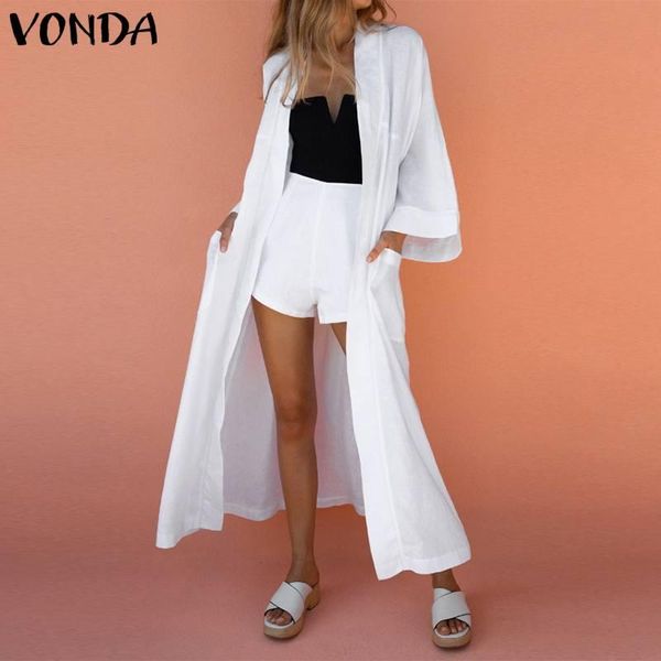 long s-5xl spring autumn blouse women sleeve solid cardigan casual shirts 2021 vonda female plus size women's blouses &, White
long s-5xl spring autumn blouse women sleeve solid cardigan casual shirts 2021 vonda female plus size women's blouses &, White