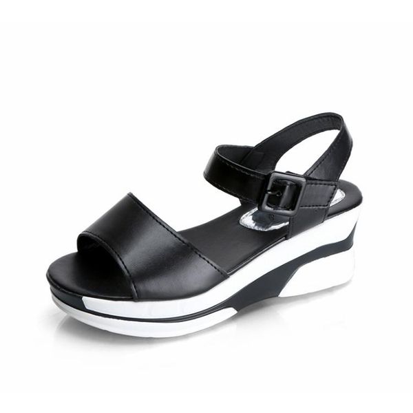 sandals summer style women's slope with platform fish mouth thick bottom open toe korean buckle women, Black
sandals summer style women's slope with platform fish mouth thick bottom open toe korean buckle women, Black