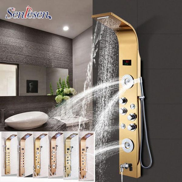 bathroom golden shower column panel wall mount digital temperature screen led light shower faucet system massage jet set
bathroom golden shower column panel wall mount digital temperature screen led light shower faucet system massage jet set