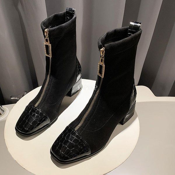 boots spring woman shoes middle zipper up square high heels patchwork party women winter kopmkp fashion, Black
boots spring woman shoes middle zipper up square high heels patchwork party women winter kopmkp fashion, Black