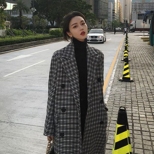 plaid coat women's winter 2021 korean version retro loose show thin commuter style woolen medium length fashion wool & blends, Black
plaid coat women's winter 2021 korean version retro loose show thin commuter style woolen medium length fashion wool & blends, Black
