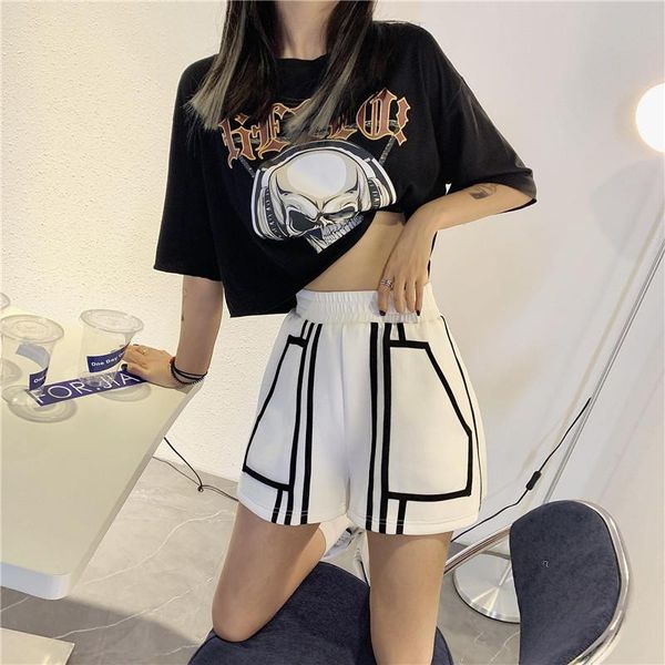 women's shorts plus size color block high waist korean fashion loose straight women sports outdoor casual ladies wide-leg, White;black
women's shorts plus size color block high waist korean fashion loose straight women sports outdoor casual ladies wide-leg, White;black