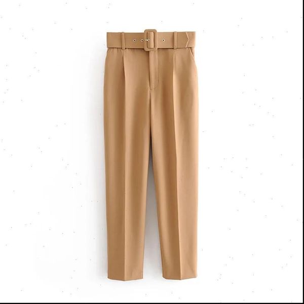 women pants fashion 5 colors long za straight autumn female khaki high waist with belt casual solid cotton trousers, Black;white
women pants fashion 5 colors long za straight autumn female khaki high waist with belt casual solid cotton trousers, Black;white