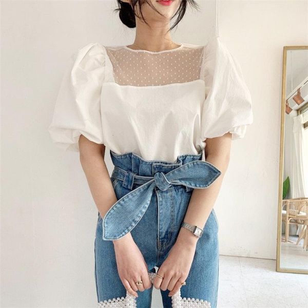 women's blouses & shirts women 2021 summer sweet polka dots light mesh patchwork lace puff sleeves elegance ol gentle all match, White
women's blouses & shirts women 2021 summer sweet polka dots light mesh patchwork lace puff sleeves elegance ol gentle all match, White