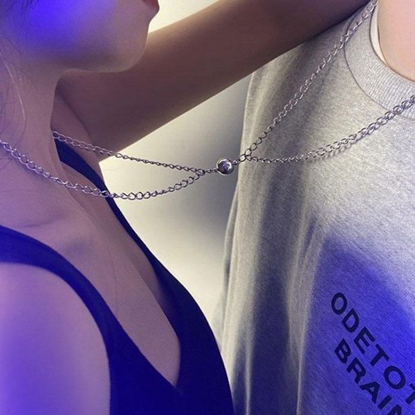 pendant necklaces 2pcs / set magnet attraction stainless steel couple necklace jewelry titanium chain for women men, Silver
pendant necklaces 2pcs / set magnet attraction stainless steel couple necklace jewelry titanium chain for women men, Silver